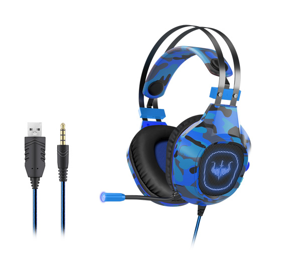 Casque gamer OVLENG OV-P40 noir et bleu avec micro HP 50mm